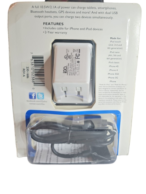 iGo MicroJuice Dual-USB 5V/2.1A Universal Wall Charger Seald gallery