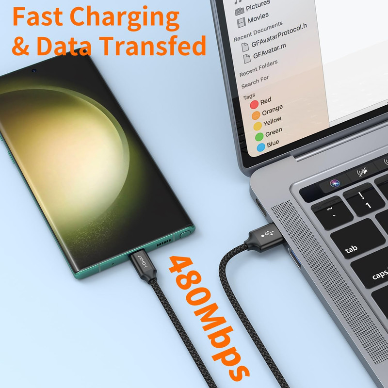 Short USB C Cable (0.5Ft 3-Pack), USB a to Type-C Charger Cord 3.1A Fast Chargin gallery
