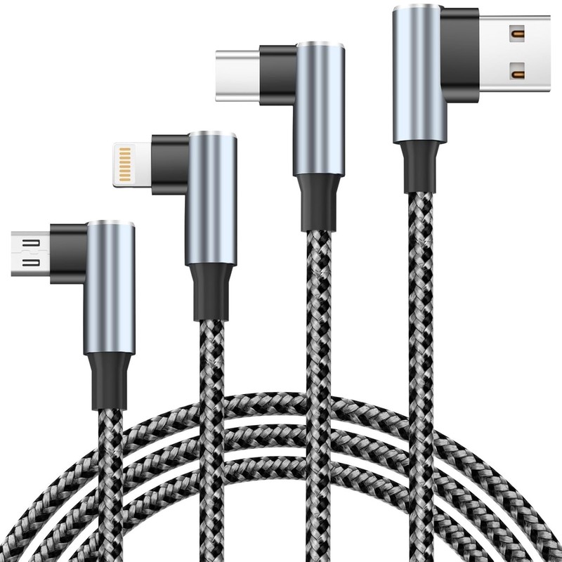 USB to USB C Right Angle Cable, 90 Degree USB Type C Braided Charging Cord 2p... gallery
