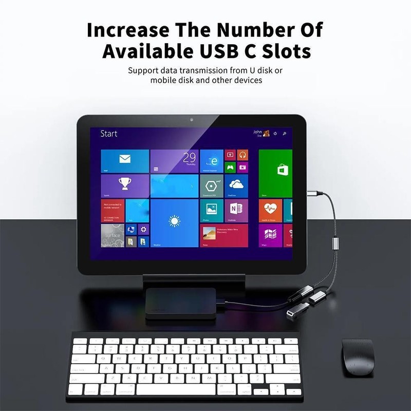 USB C plug to two USB C sockets splitter hub cable for type C charger gallery