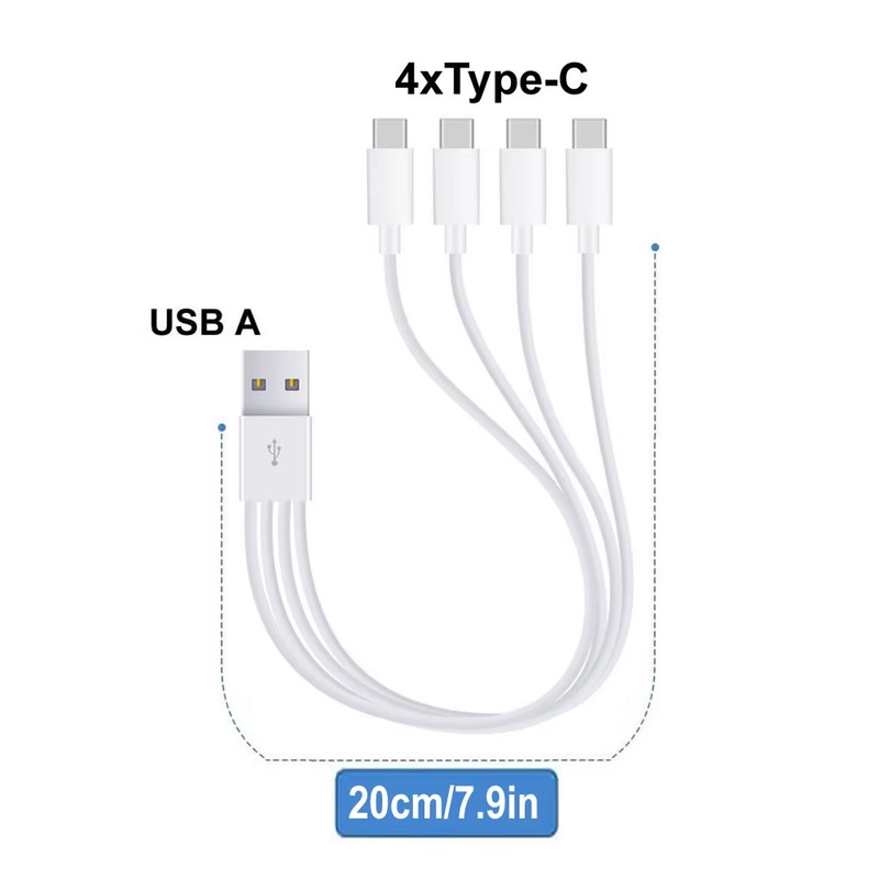 6 in 1 USB Charging Cable Micro USB Type C Splitter for iPhone and Android