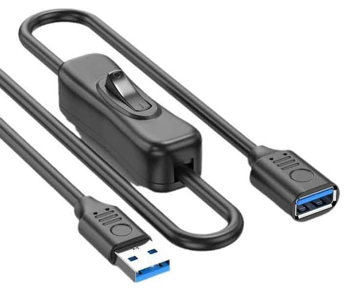 USB 3.0 Extension Cable with On/Off Switch, USB A Male to Female Cord for PC,...
