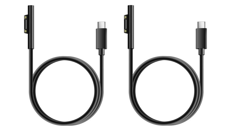 2 PACK Surface Pro 4 5 6 Book Laptop 5′ Charging Cable USB-C PD 45W 15V 3A USB C