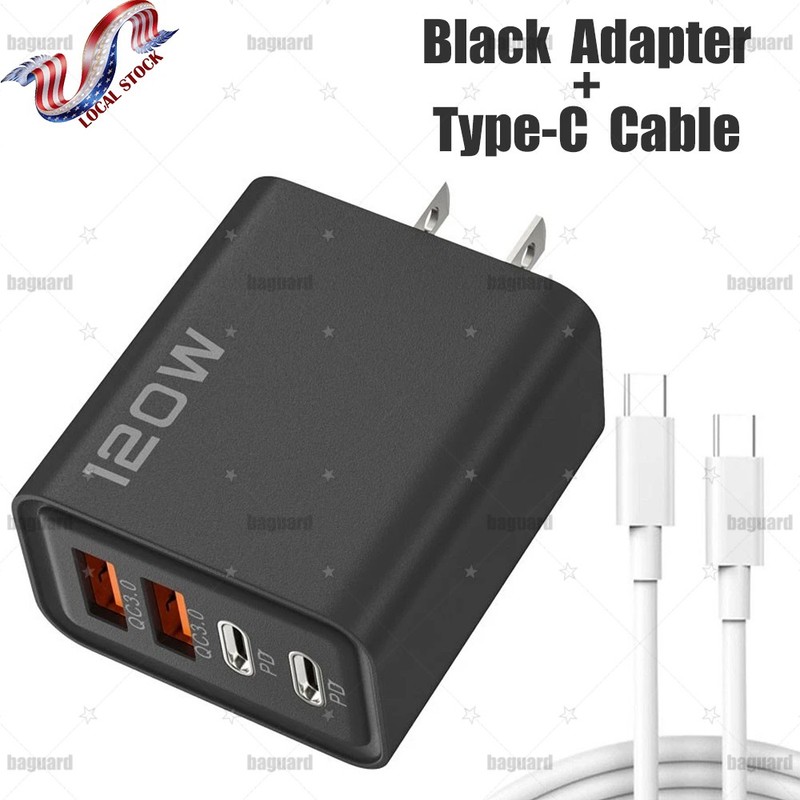 120W 4-Port USB C Fast Wall Charger Block For All Cell Phone iPad lot