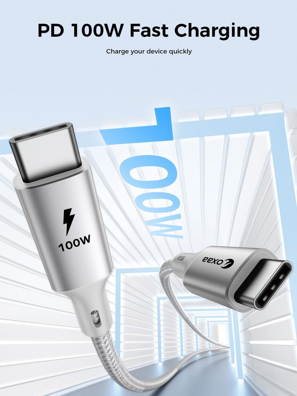 OXAA 2M USB C to USB C Charging Cable 100W – 2 Pack OXCB1371 Silver | New