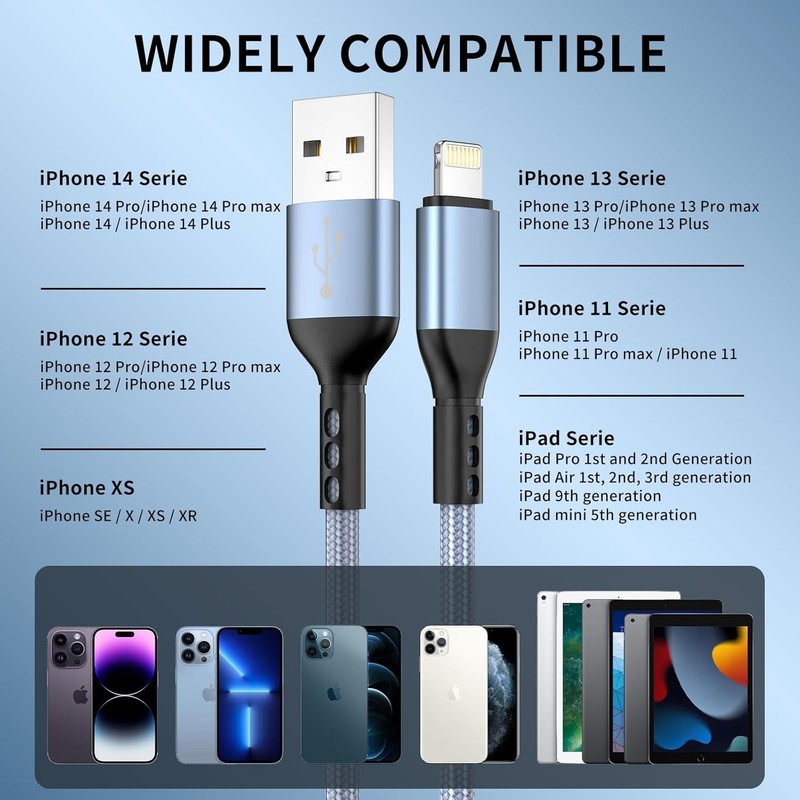 Charging Long USB Charging Cable High Speed Transfer Cord for iPhone 14 13/12/11 gallery