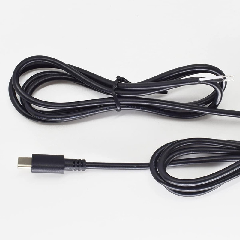 2Pack 1M/3.3Ft USB C Power Pigtail 2 Cable 22AWG 3A 12V Type C USB Male Plug to gallery