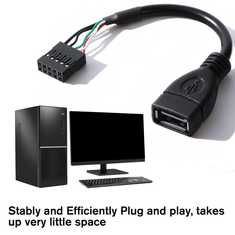 2 Pcs USB Header ToUSB Port USB 2.0 Female Motherboard 9 Pin Cable 3.9 gallery