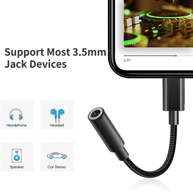 Paquete de 2 adaptadores de audio USB C a conector para auriculares de 3.5 mm gallery