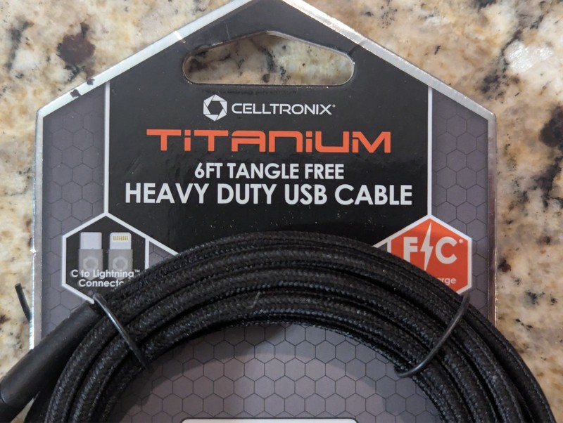 Celltronix 6 ft 8 Pin iPhone Compatible USB-C Charging Cable Black Green 2pk gallery