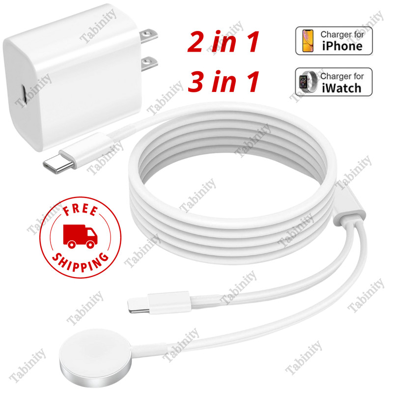 For iPhone iWatch 9/8/7/6/5/4/3 USB C Power Adapter Magnetic Fast Charger Cable