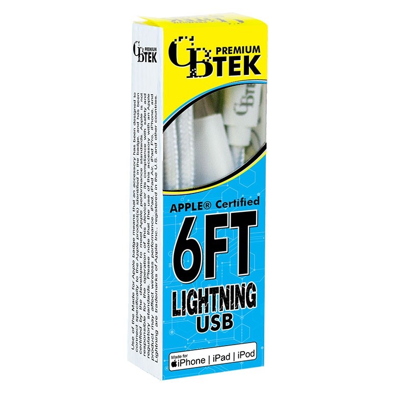 CBTEK iPhone MFI Certified 6ft Charging Cables - Lightning USB gallery