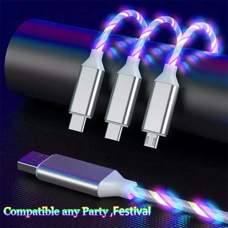 LED 3 in 1 Fast Charging Cable USB Type C Charger Cord for iPhone Samsung gallery