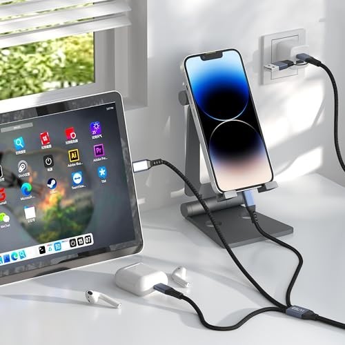 3 in 2 Multi Charging Cable 5FT 60W USB C Splitter Cord, Nylon Braided PD QC Fas gallery
