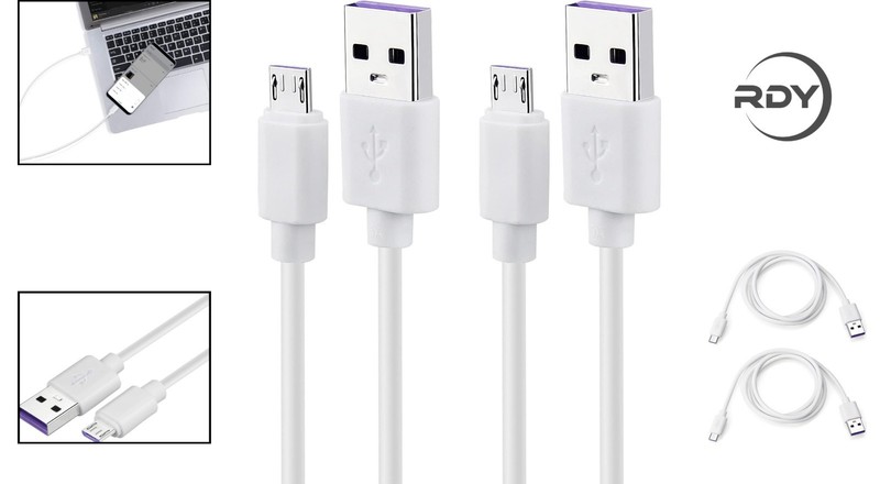 3ft USB to Micro USB Cables - Quick Charging & Data Sync Speeds, White Duo gallery