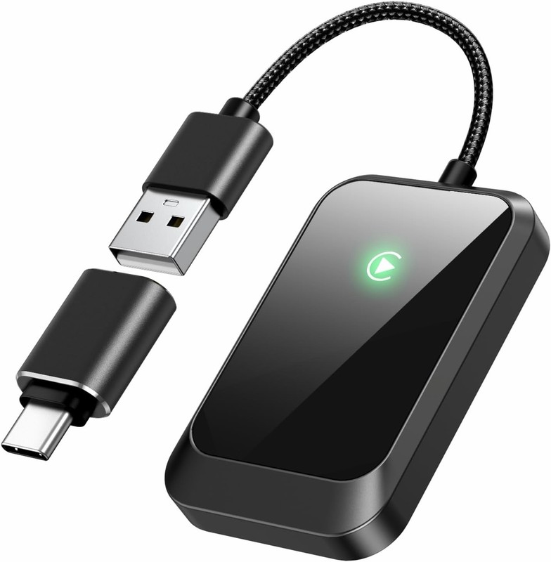 USB-A to USB-C Adapter with Cable, 1 Port, Black Glossy Finish