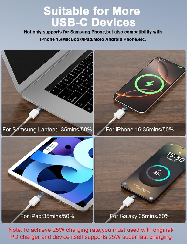 1M 1Pack for USB C to C Charging Cable,3A 25W 3FT Type C Fast Charger Data Co... gallery