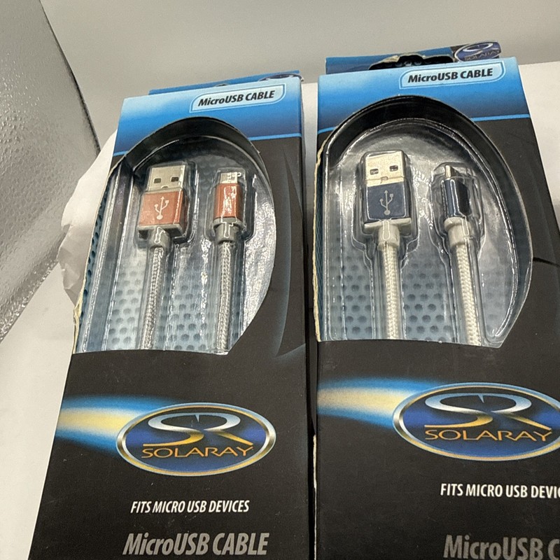 Solaray Micro USB Charger Cable, Braided Gray Cord Set Of 2- Great Price!