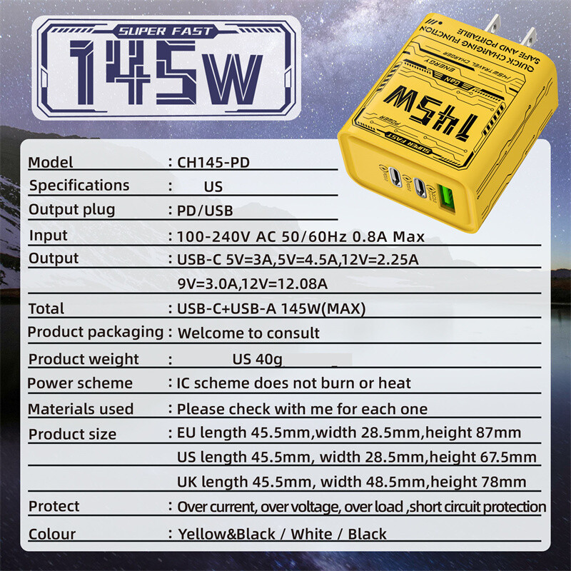 145W Fast Type C Wall Charger For Samsung Galaxy A56 A36 A26 A16 A15 5G A25 A35 gallery