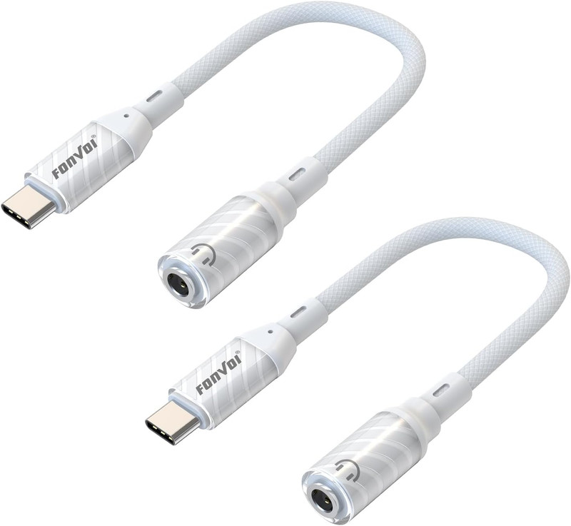 USB Type C to 3.5Mm Headphone Jack Adapter(2 Park),Transparent USB C to Audio AU