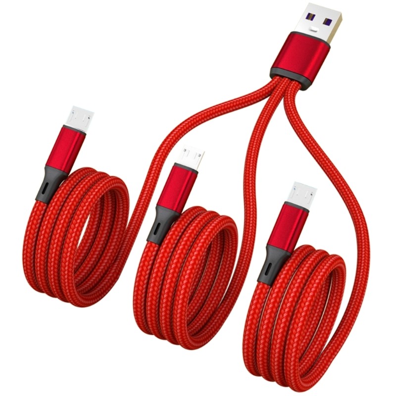 USB Charging Cable 3 in 1 USB2.0 to 3 Micro USB Male Power Supply Splitter Cord