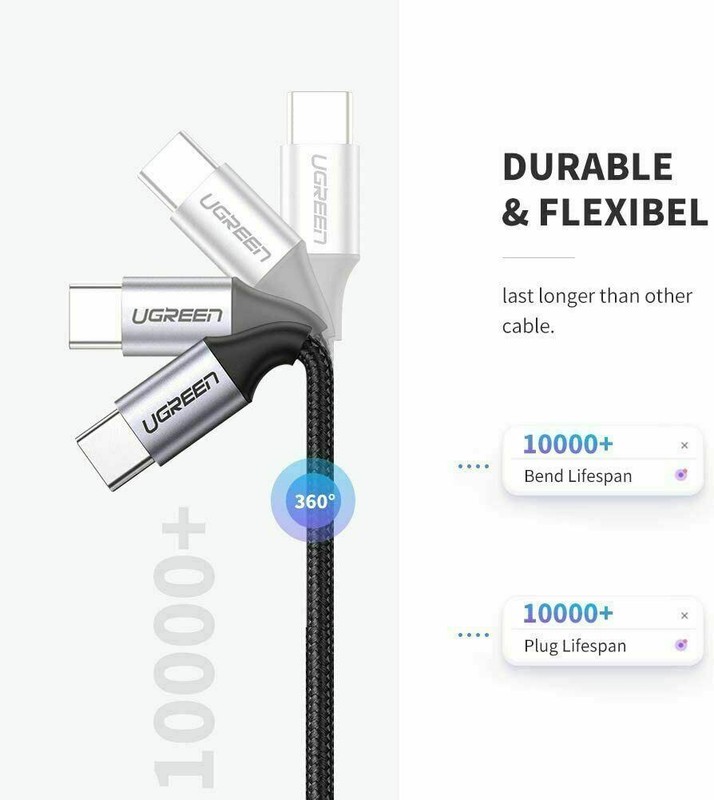 UGREEN USB C to USB c Cable 2.0 60W 3A PD For Macbook Air Braided Fast Charge gallery