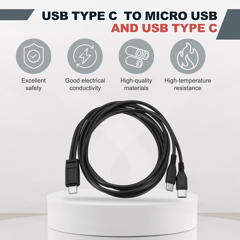 Multi USB Type C Male to Micro USB and USB Type C 2 in 1 Splitter 40'' Black gallery