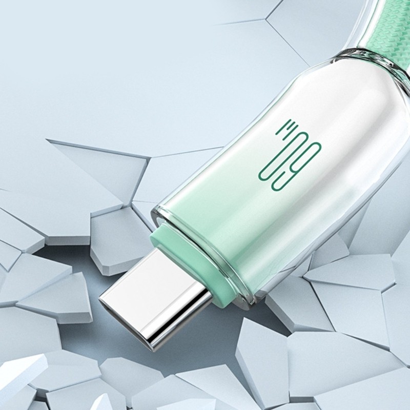 Efficient 60W Ice Crystal Type C to Type C Charger Cable Wire Supports PD30W gallery