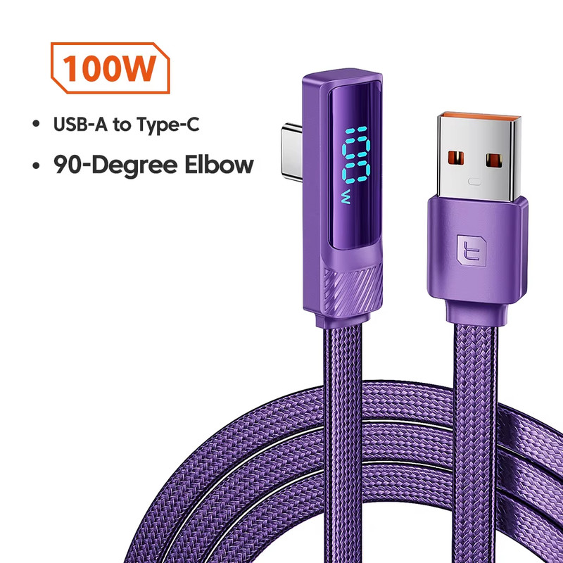 USB Type C Cable to USB C 90 Degree PD 100W Fast Cahrging for OPPO Macbook Xiaom
