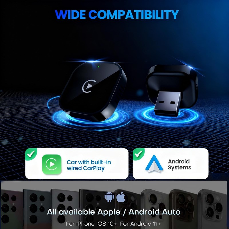 Wireless CarPlay Adapter for Apple iPhone & Android, 2-in-1 Adapter Convert W... gallery