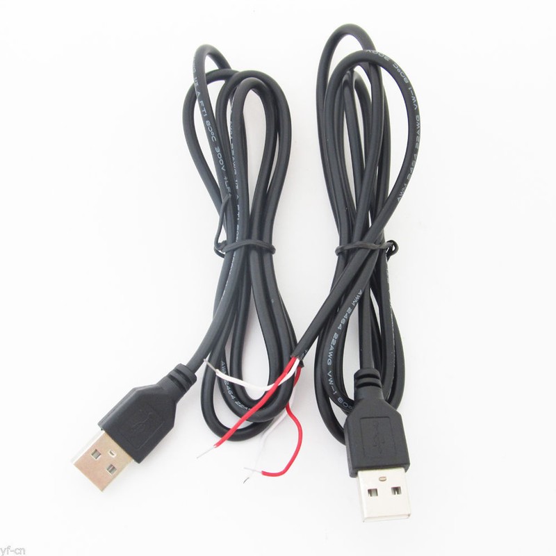 5pcs 1M/3.3ft Black 22AWG USB A Male Plug 2 wire Power Cable Cord Connectors DIY gallery