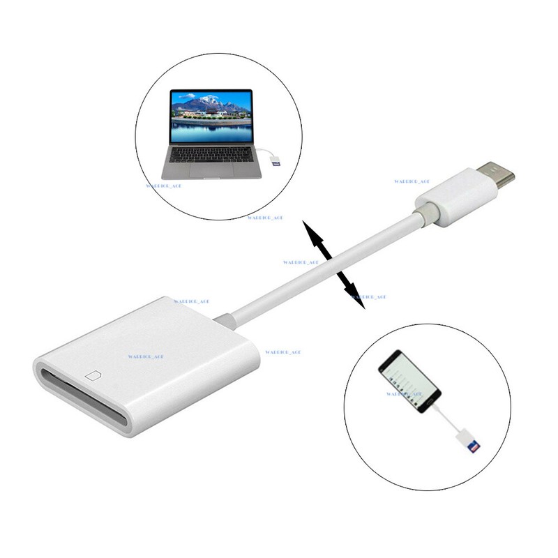 USB Type-C to SD memory Card Reader Adapter White For MacBook Phones Android