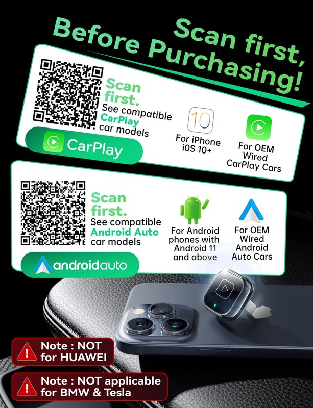 Wireless Carplay & Android Auto Adapter, Metal Design Mini & Stable 2-in-1 Do... gallery