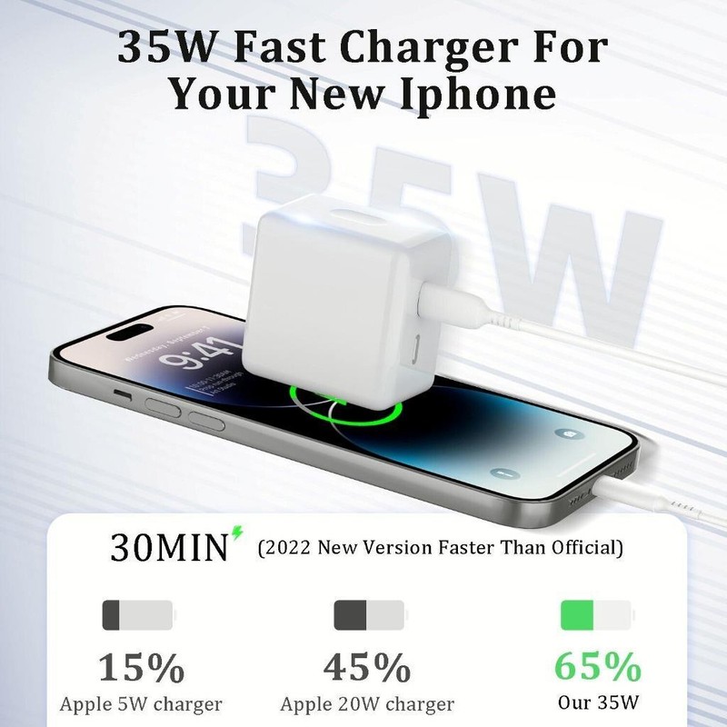 35W Dual USB Type C Wall Fast Charger Adapter Cable For Samsung Galaxy A23 5G gallery
