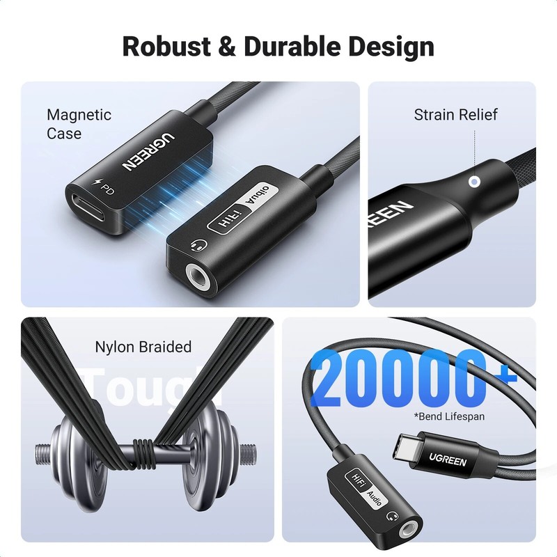 UGREEN USB C to 3.5mm AUX Audio Cable DAC Chip 60W PD QC 2 in 1 Charging Adapter gallery