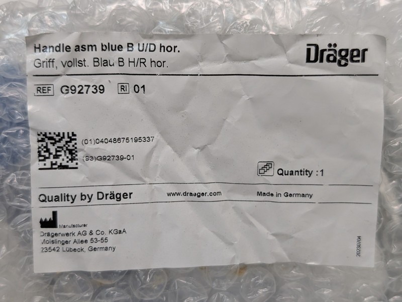 Dräger G92739 Blue Replacement Handle Assembly with Cable, Up/Down/Horizontal gallery