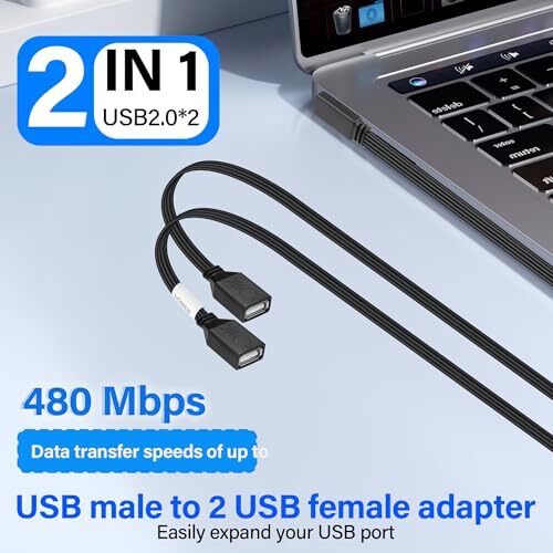 USB 2.0 Y Cable Splitter USB Male to Dual USB Female USB Splitter Adapter Ext... gallery