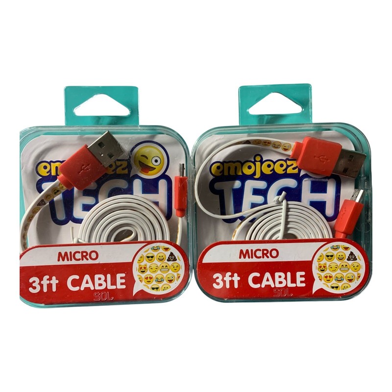 Wholesale Lot of 6 x 3ft Emoji Printed Micro USB Cable in Retail Package Emojeez gallery