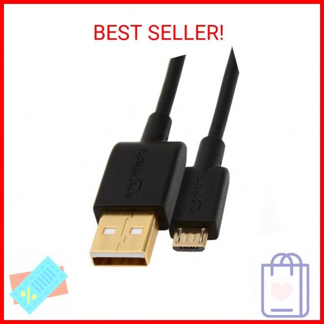 Amazon Basics USB-A to Micro USB Charging Cable, 480Mbps Data Transfer Speed, Go