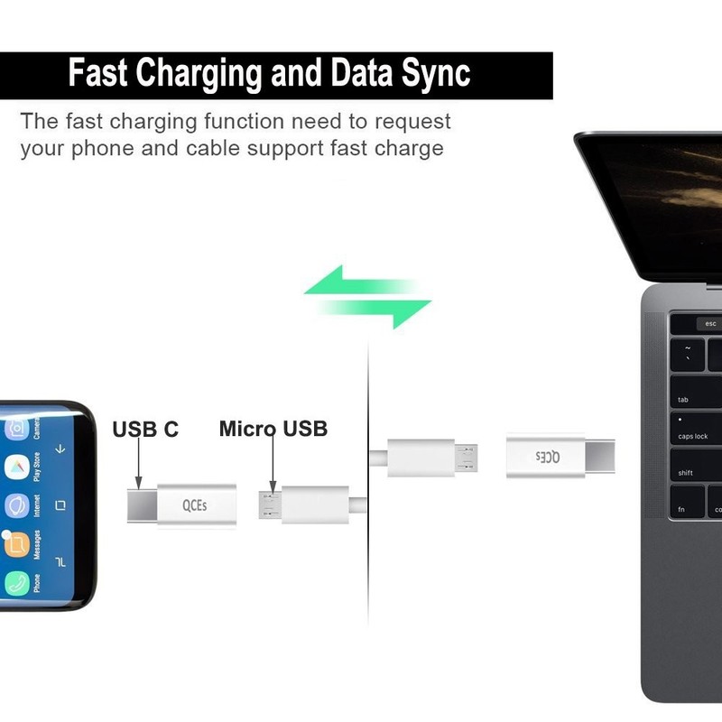 8 Pack Micro USB Female to USB C Male Adapter Fast Charging OTG Converter Type C gallery