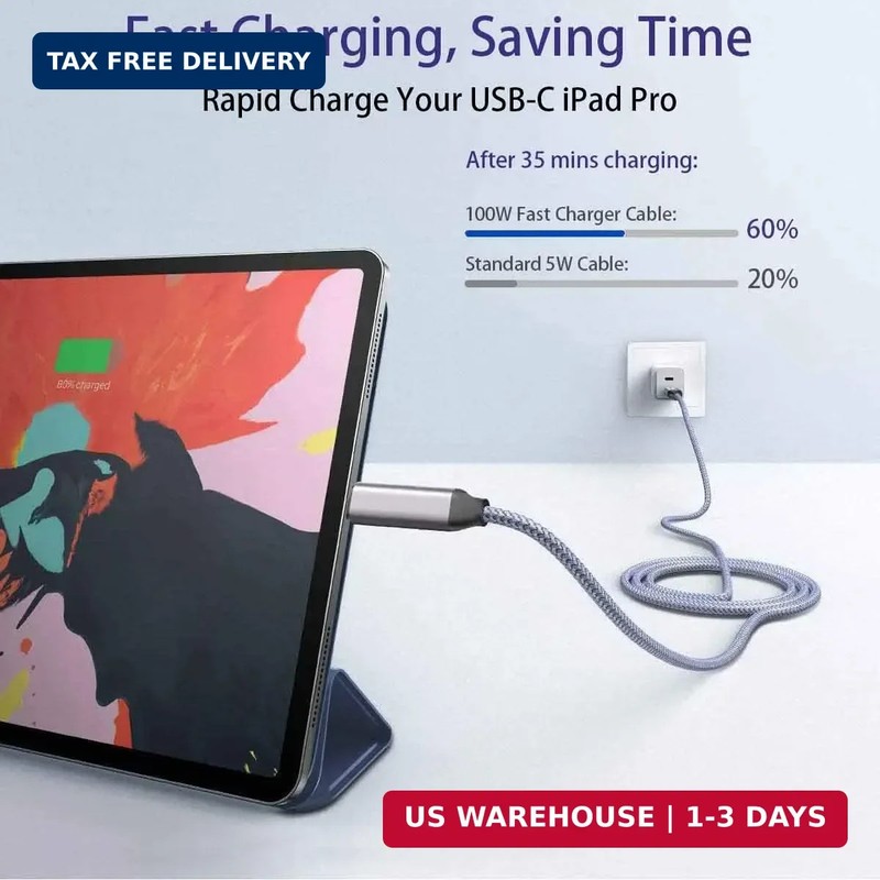 15FT USB C to USB C Cable 100W Type C Fast Charging Long Braided Charger Cord gallery