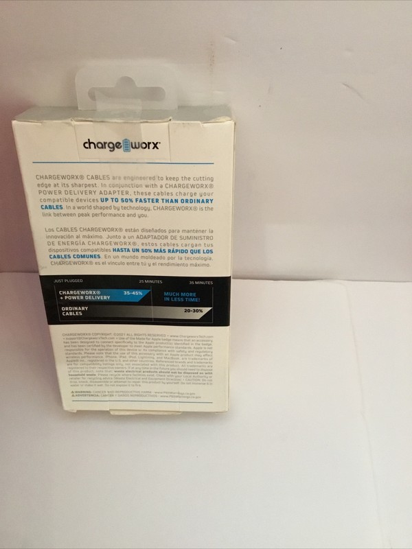 🔥🔥Chargeworx – Power Delivery 6 Foot Lightning to USB-C Cable – White gallery
