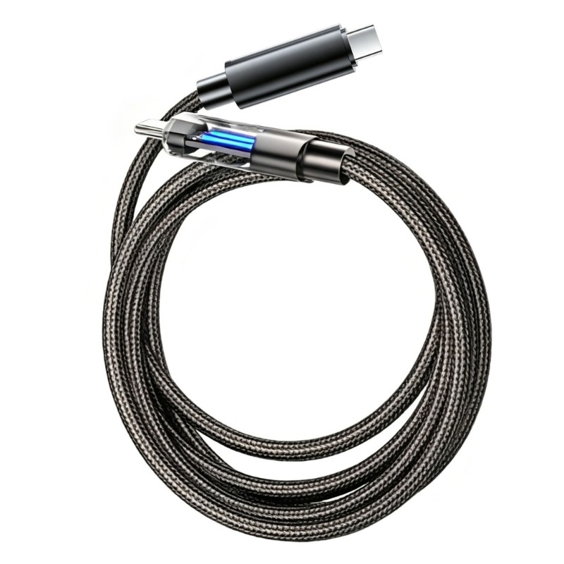 Black Fast Charging Cable 100W with Clear Light Tip for Daily Device Use gallery