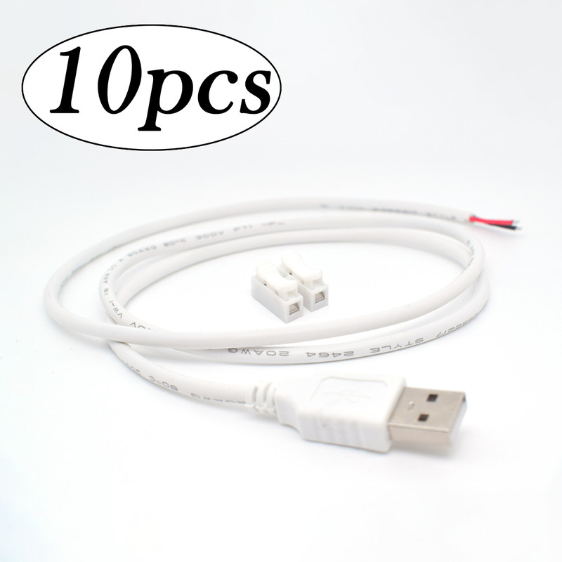 20AWG USB 2.0 Male Pigtail Cable 5V 5A 1M/3.3FT 2-Pin Bare Wire Open End Lot