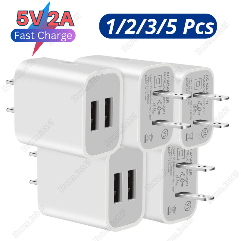 For iPhone Android Samsung Dual USB Port Power Adapter Block Fast Charger 5V2A
