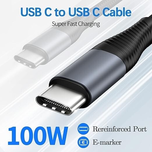 Durable Nylon Braided 100W 5A USB C Cable PD Fast Charger gallery