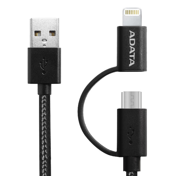 ADATA 3-in-1 Micro USB/USB-C Durable Braided Cable – 100cm Black