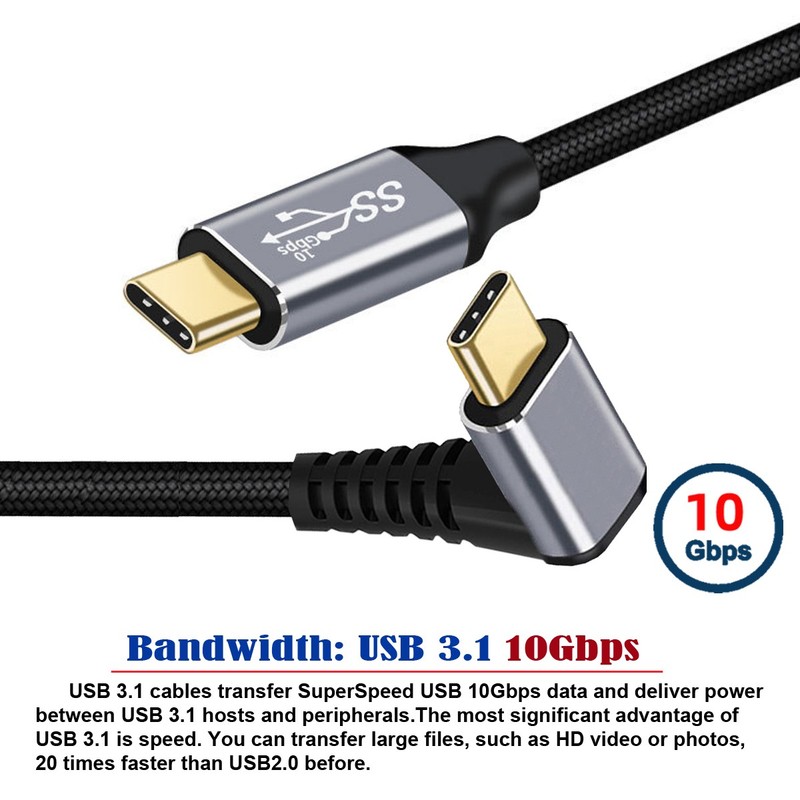 Chenyang 10Gbps 100W Data Cable 90 Degree Up Down Angled to Straight gallery