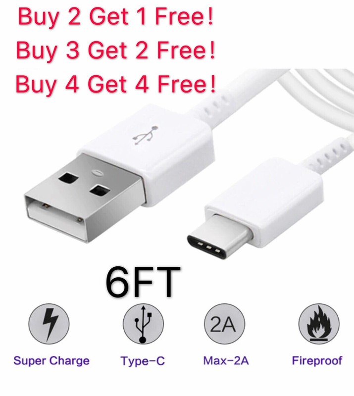 For 6ft USB C Cable Type C Fast Charger For Galaxy S8 S9 S10 Plus Note 9 Note 10