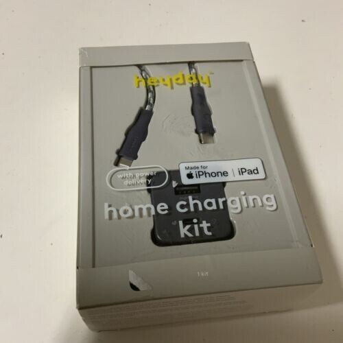 Heyday 6' iPhone Plug to USB-C Power Delivery Home Charging Kit -BLACK-Gray NEW